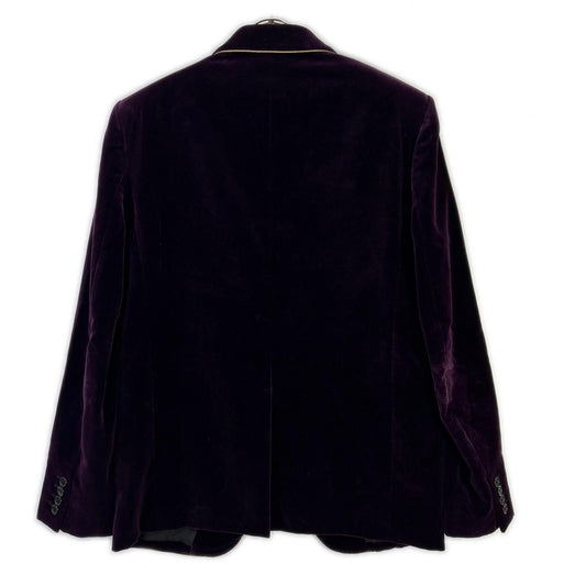 SAINT LAURENT PARIS Saint Laurent Paris 689562 21 model purple velvet 1B peak-lapel pinstriped tailored jacket
