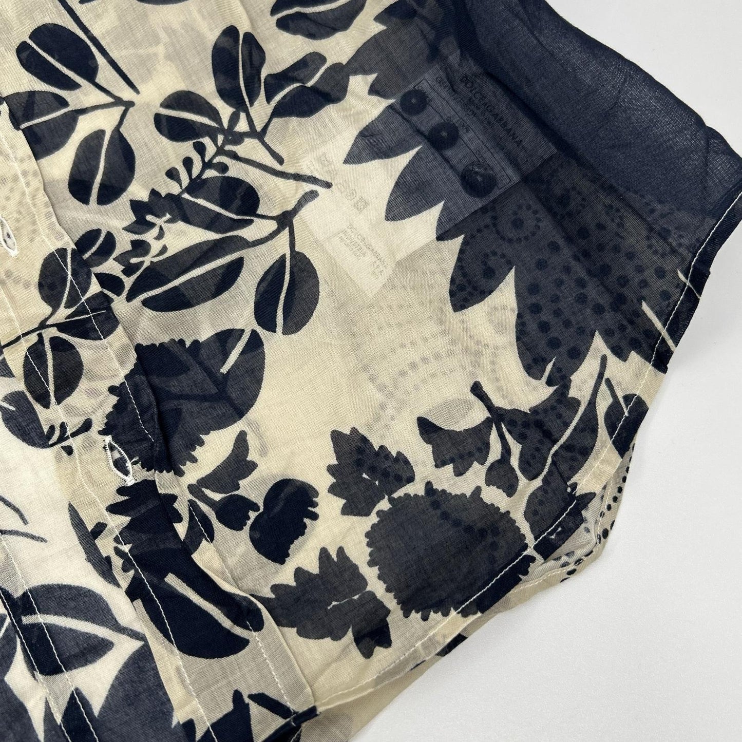 DOLCE&GABBANA ドルチェアンドガッバーナ 00s G5413T ネイビー×ベージュ フラワー総柄 シースルーシャツ トップス