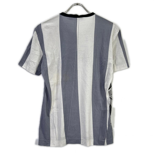 DOLCE&GABBANA ドルチェアンドガッバーナ G8GB5T FP7MT ホワイト×グレー コットン ストライプ WHAT? プリントTシャツ トップス