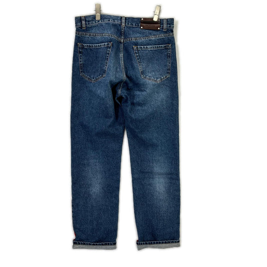 DRIES VAN NOTEN ドリスヴァンノッテン 17AW PRDN-HA-1017 インディゴ タータンチェック パッチワーク デニムパンツ ボトムス