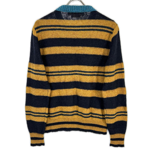 MARNI マルニ GCMG0021Q0 ネイビー×ブラウン ボーダーニット トップス
