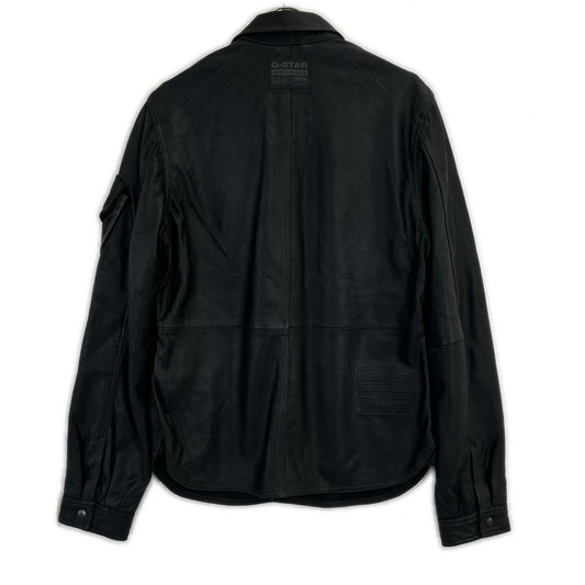G-STAR RAW ジースターロゥ ブラック シープスキン レザーシャツ E OVERSHIRT ジャケット