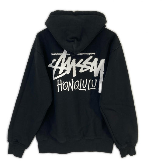 stussy ステューシー Z4000SAS ブラック コットン混 裏起毛 ロゴフーディパーカー トップス