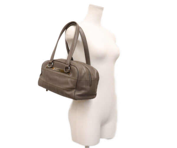 CHANEL シャネル A26135 9番台 グレー キャビアスキン チョコバー ミニボストンバッグ ボストンバッグ