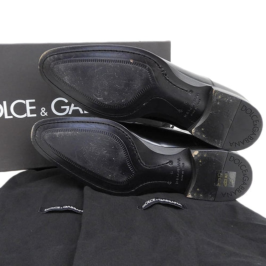 DOLCE&GABBANA ドルチェアンドガッバーナ 美品 レザー プレーントゥ ドレス シューズ メンズ ブラック 6 5981 シューズ