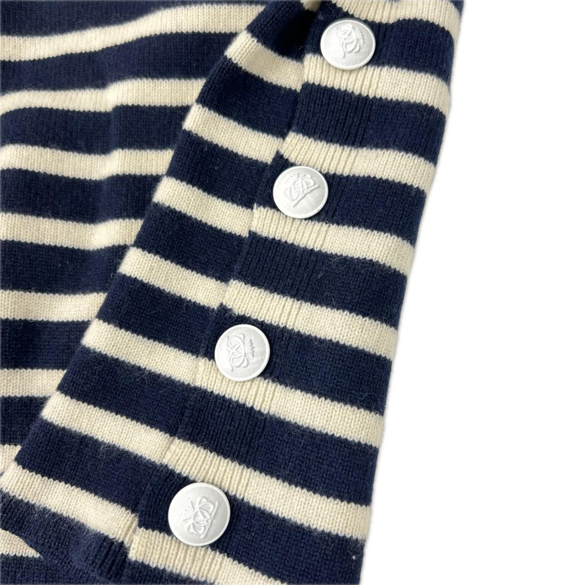 DRAWER Drawer 6513-106-0733 navy 100% cashmere striped pullover knit Tops