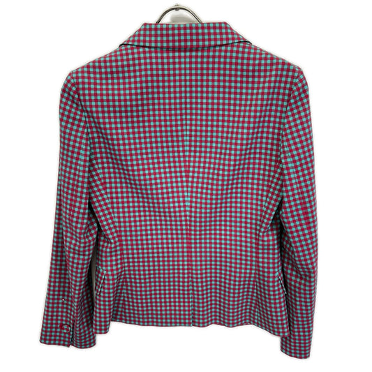 PRADA プラダ P577A S132 レッド×ターコイズ ギンガムチェック テーラードジャケット ジャケット