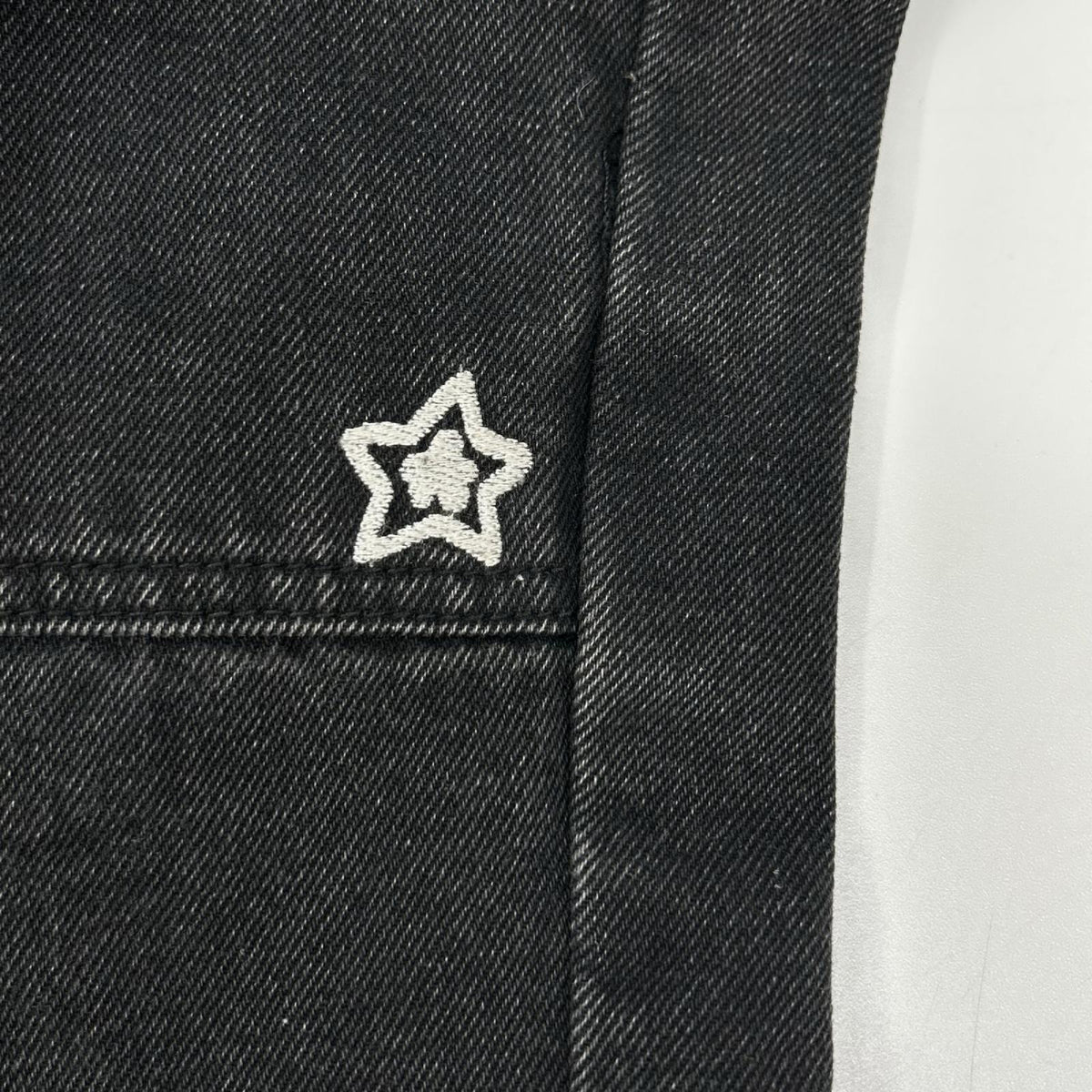 STAR TEAM スターチーム Black faded Double Knee Star Jean denim pants bottoms