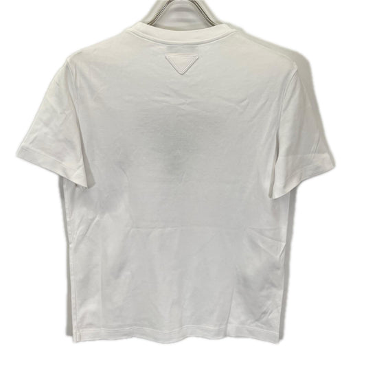 PRADA プラダ 23年製 35838R ホワイト スパンコールロゴ 半袖Tシャツ トップス
