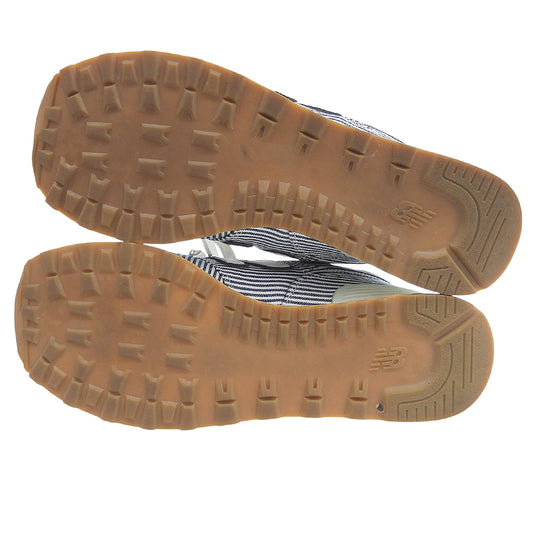 NEW BALANCE ニューバランス 美品 ヒッコリー柄 スニーカー シューズ メンズ ホワイト/ネイビー 27cm ML574YLH シューズ