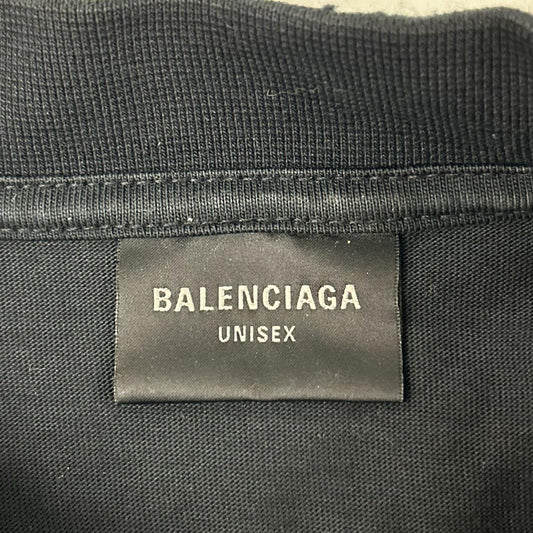 BALENCIAGA バレンシアガ 24年 739784 ブラック USED加工 テープロゴ Tシャツ トップス
