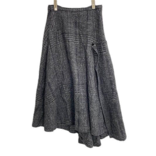 yohjiyamamoto ヨウジヤマモト FJ-S14-129 グレー ウールリネン ドビーチェック アシンメトリースカート スカート