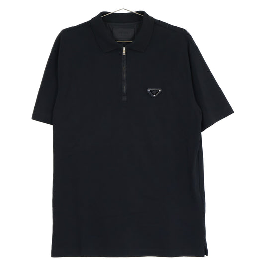 PRADA プラダ 【美品/国内正規/24年製】UJN903 Re-Nylon トライアングルロゴプレート ハーフジップ 半袖ポロシャツ トップス