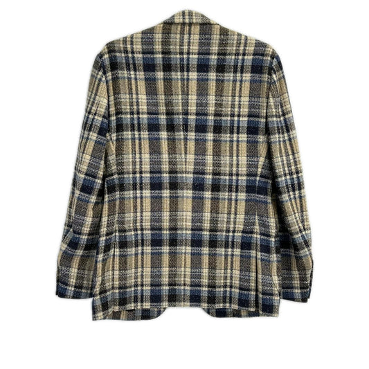 LARDINI ラルディーニ JI903Q ベージュ×ブルー チェック シルクウール ジャケット ジャケット