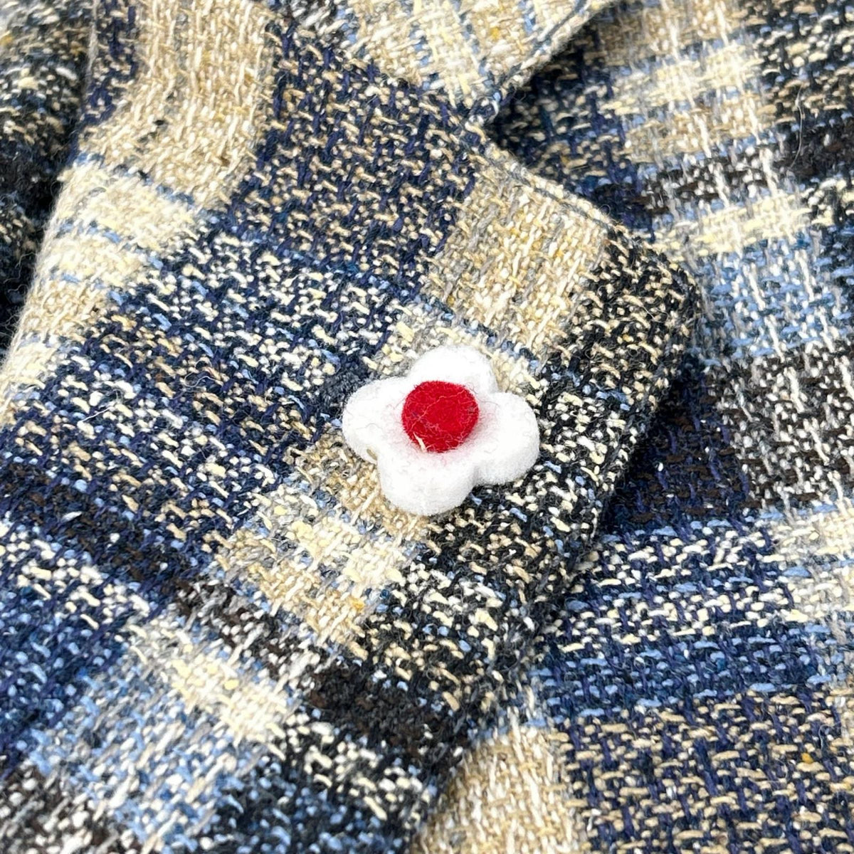 LARDINI ラルディーニ JI903Q ベージュ×ブルー チェック シルクウール ジャケット ジャケット