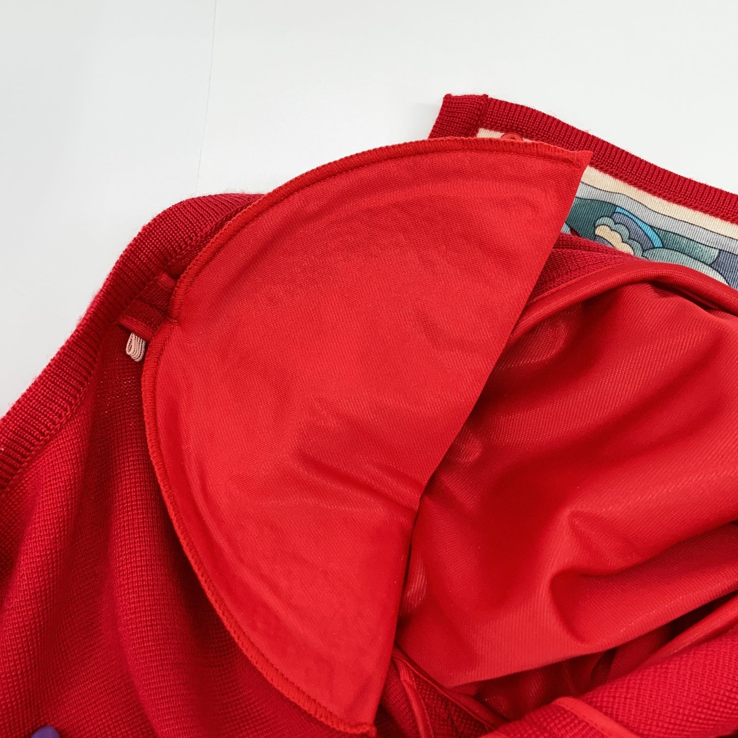 LEONARD レオナール 赤 ノーカラー ジャージー ジャケット ジャケット 40