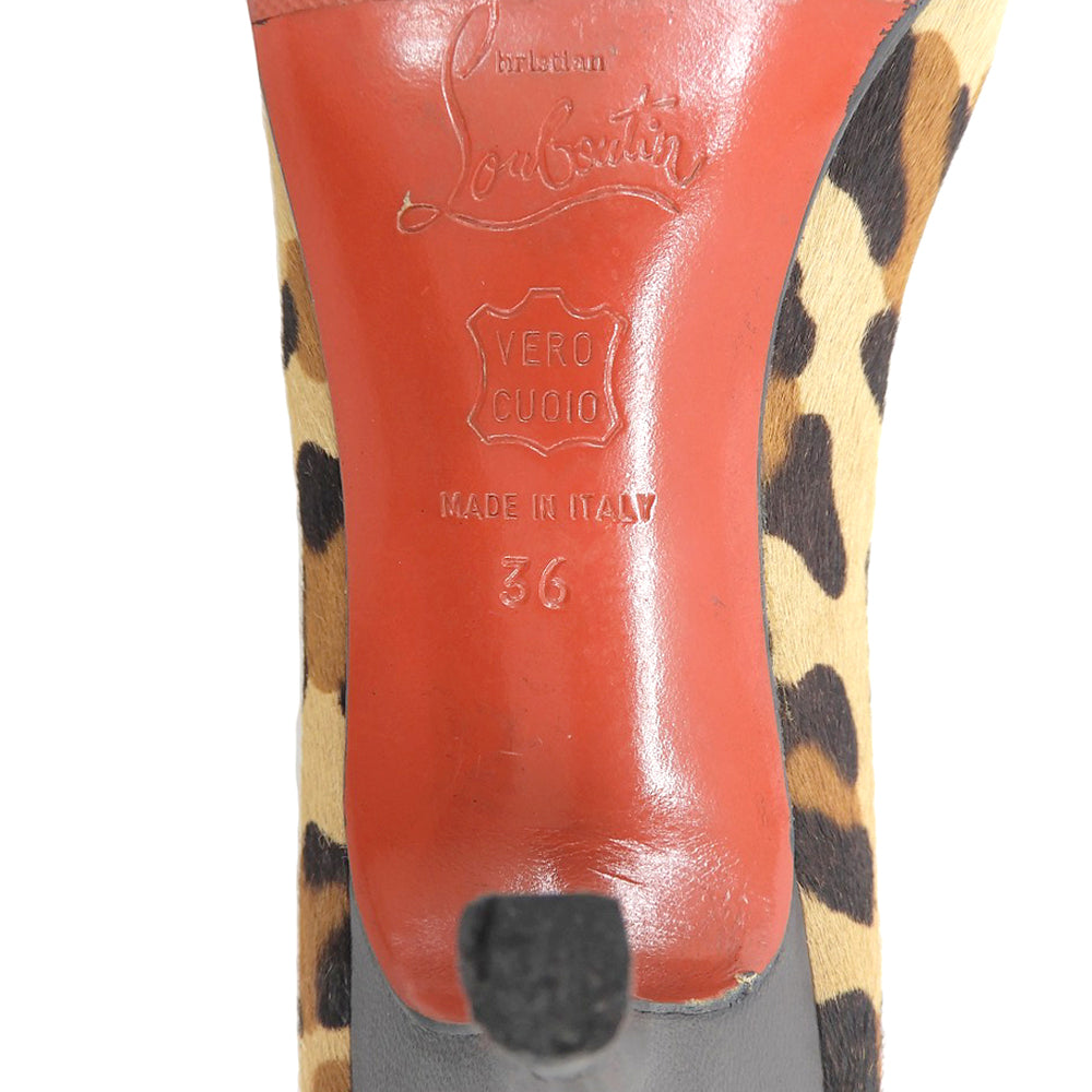 Christian Louboutin Leopard Print Calf Hair Heel Pumps Women's Brown Size 36 Shoes