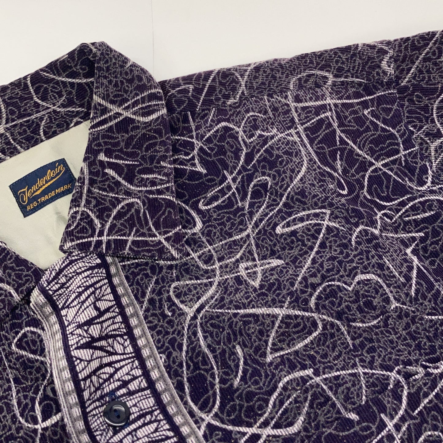 TENDERLOIN Purple All-Over Pattern Corduroy Long Sleeve Shirt Top
