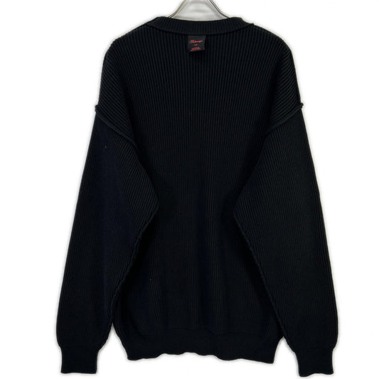 BALENCIAGA バレンシアガ 812125 ブラック コットン ウール ストレッチ クルーネック ニット トップス