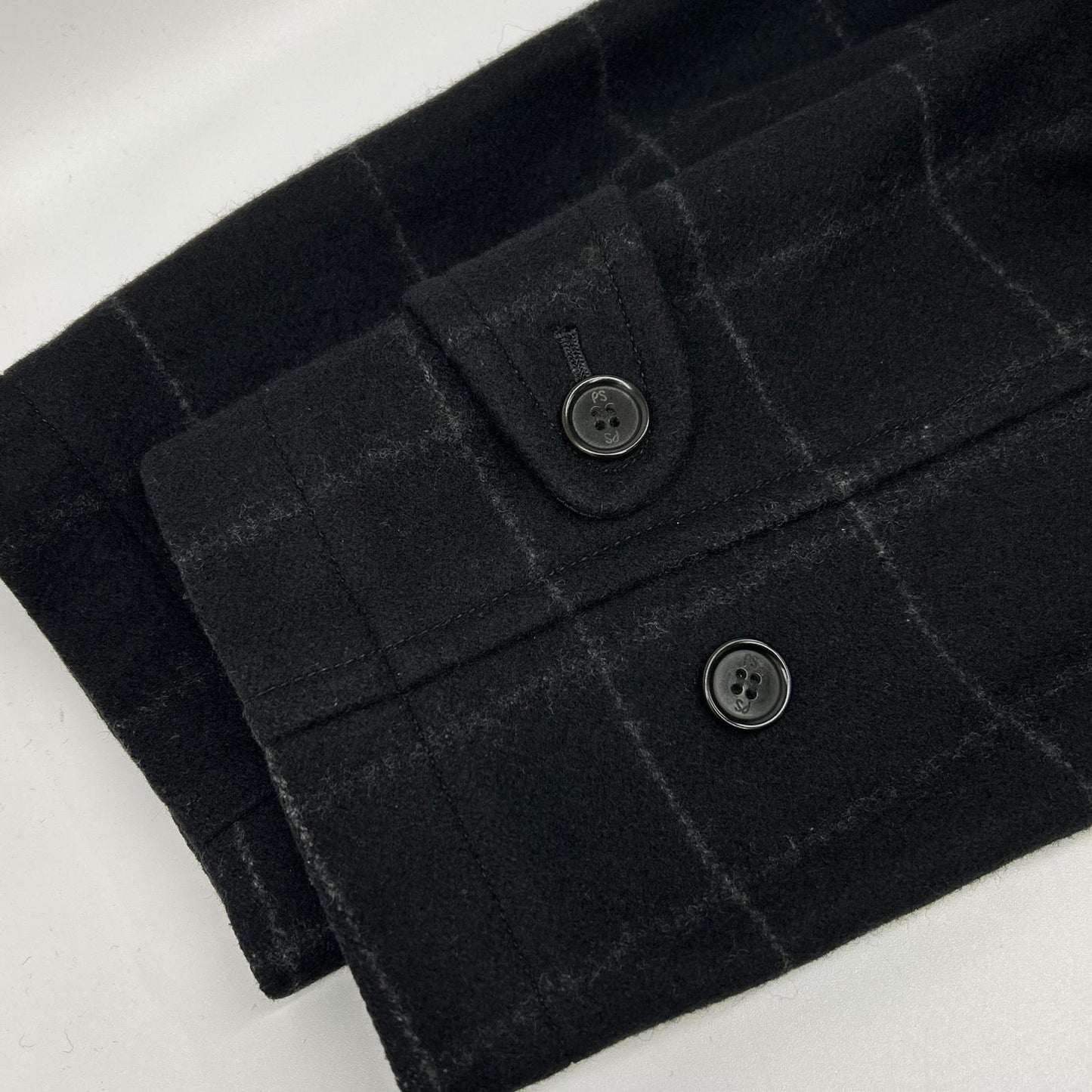 Paul Smith black windowpane wool duffle coat