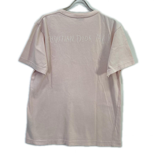 DIOR ×Raymond Pettibon 943J602E0554 pink Paris embroidery short-sleeve T-shirt tops
