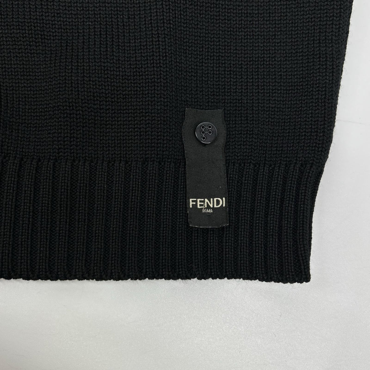 FENDI FZY020 black patch crew-neck knit top