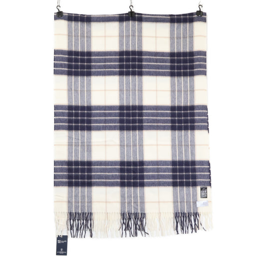 Johnstons 【Like New】Tartan-Check Cashmere Fringed Stole
