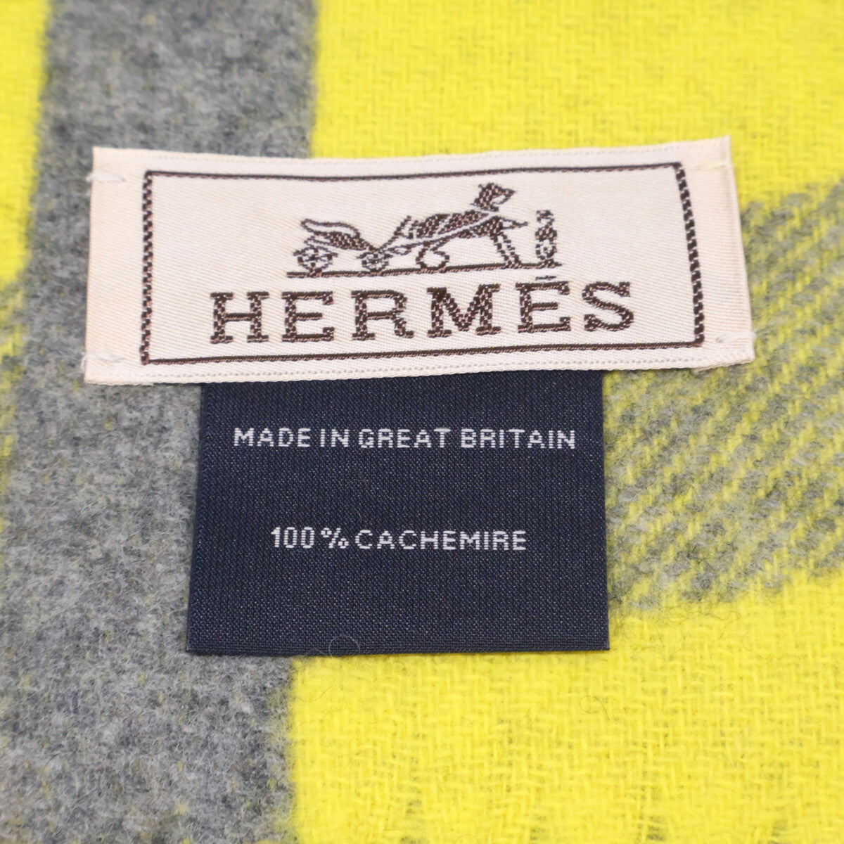 HERMES エルメス 【美品】Lady, Stay, Go cashmere fringed scarf