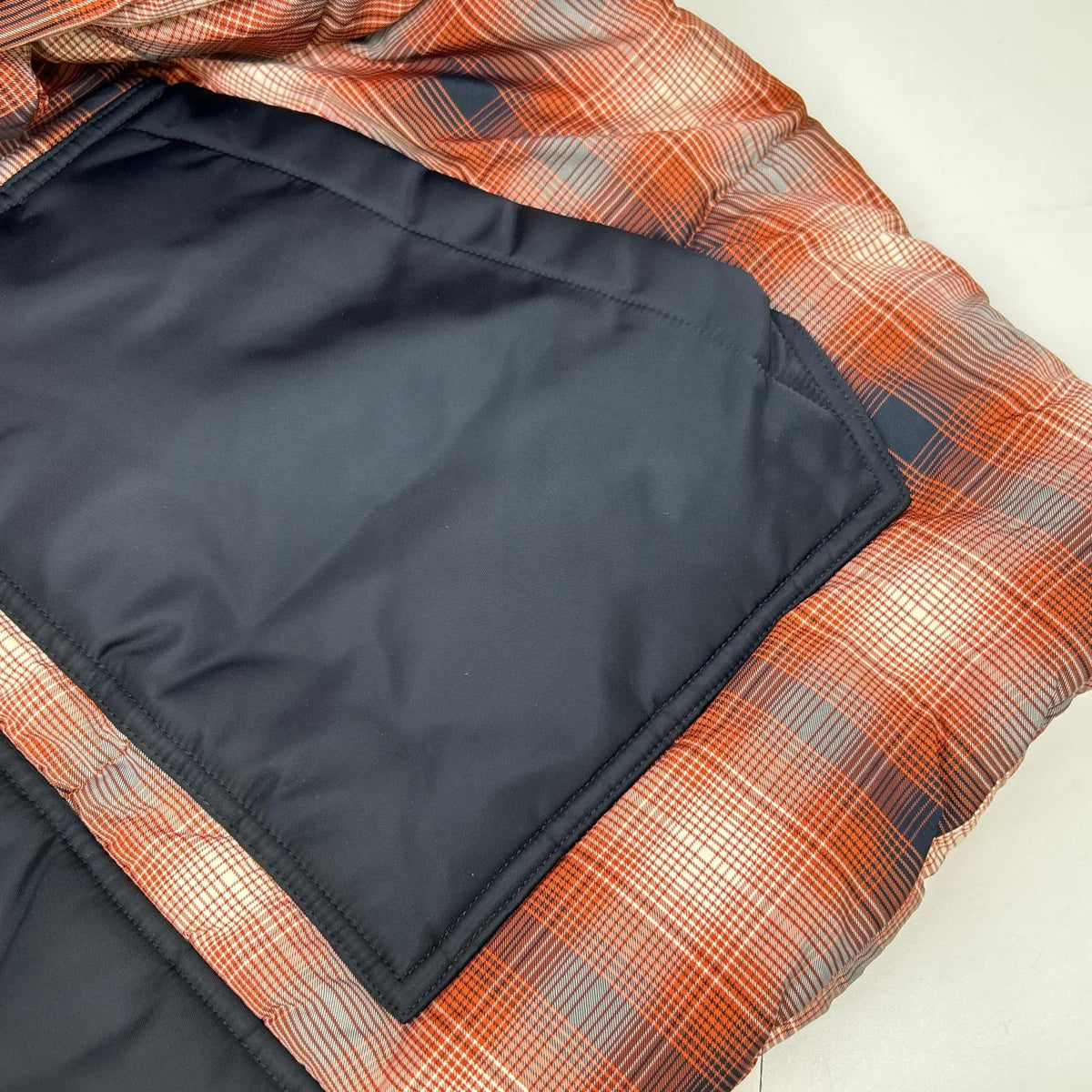 ARMANI EXCHANGE アルマーニエクスチェンジ 6LZBL4 オレンジ×ブラック チェックダウンジャケット ジャケット