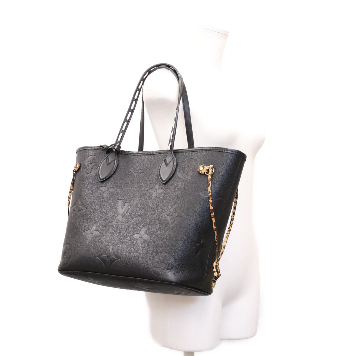 LOUIS VUITTON ルイヴィトン M45856 アンプラント 黒×レオパード ワイルドアットハート ネヴァーフルMM トートバッグ トートバッグ