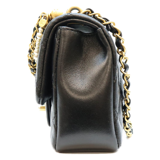 CHANEL シャネル AS4385 黒 ラム G金具 ミニマトラッセ18 パール付きチェーンショルダーバッグ ショルダーバッグ