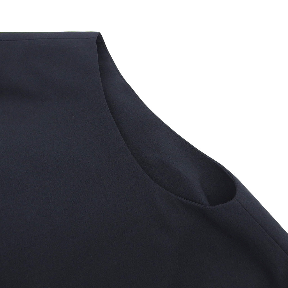 mizuiro ind ミズイロ インド 美品 ノースリーブ フロントフライ コクーンジレ ワンピース レディース ネイビー ワンピース ―