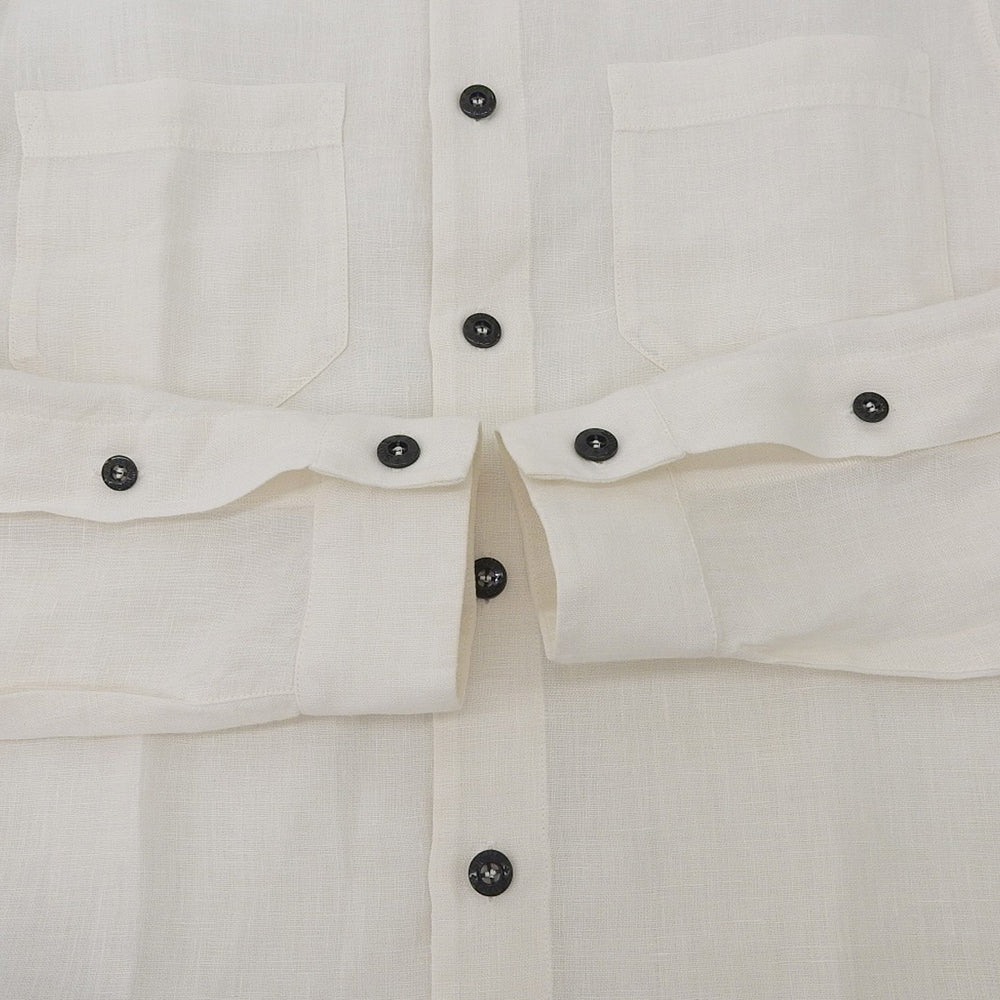 STONE ISLAND ストーンアイランド リネン ロゴ刺繍 BDシャツ トップス メンズ 白 ホワイト M トップス M