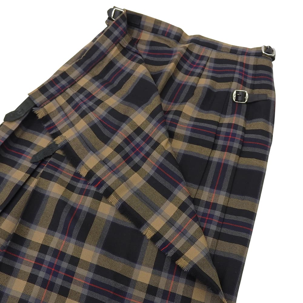 Plaid belted wrap skirt for women, brown x black F38 skirt, women's F38