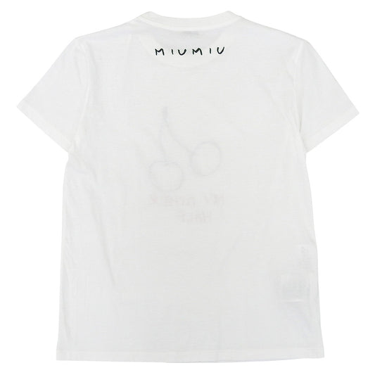 MIUMIU ミュウミュウ チェリー 半袖Tシャツ トップス レディース ホワイト XS MJN170 19年製 トップス