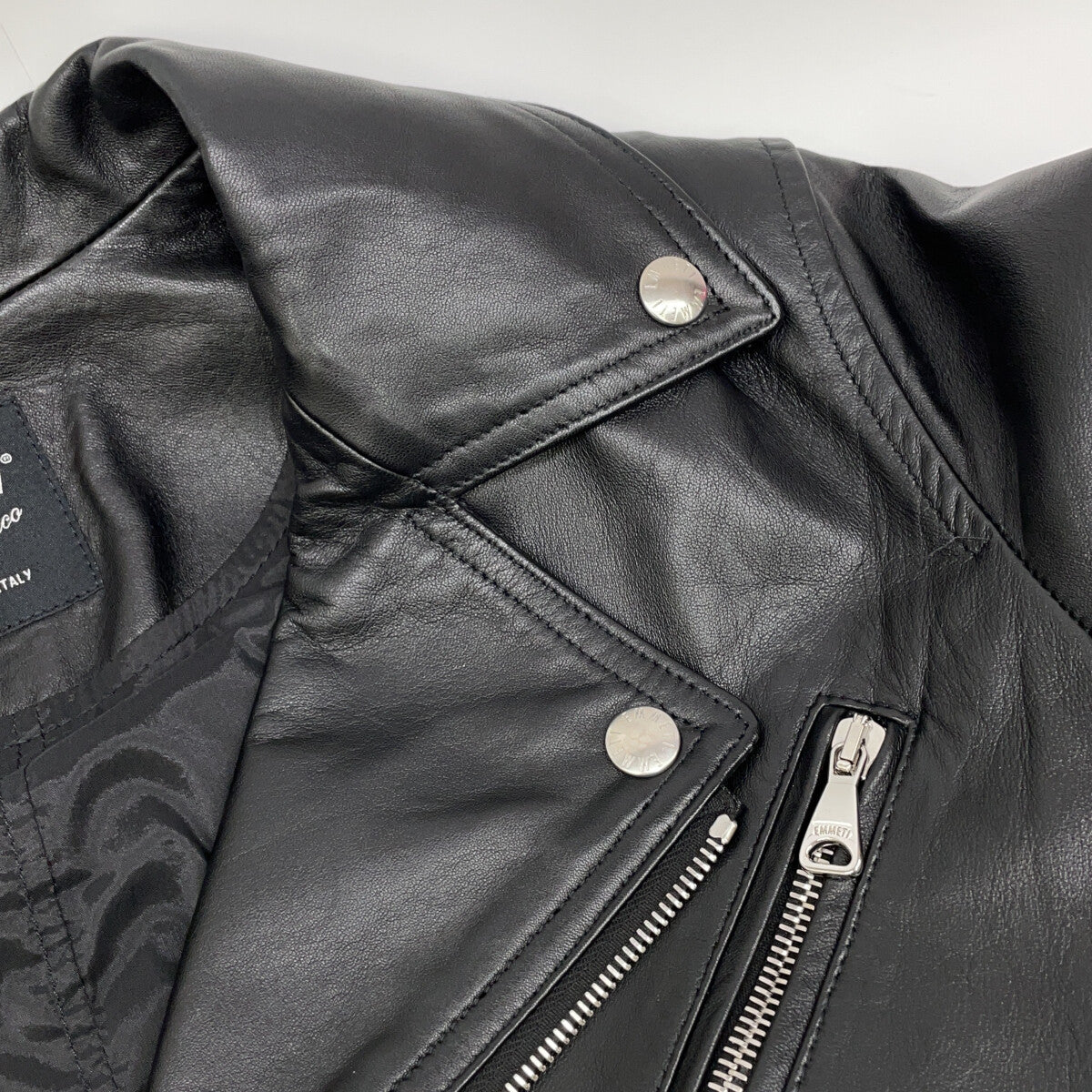 CORBY Corby Black Lambskin Double Riders Jacket 48 Men's