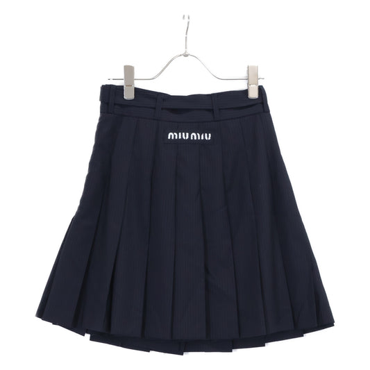 MIUMIU 缪缪 【美品/国内正品】MG1682 细条纹 腰带百褶裙