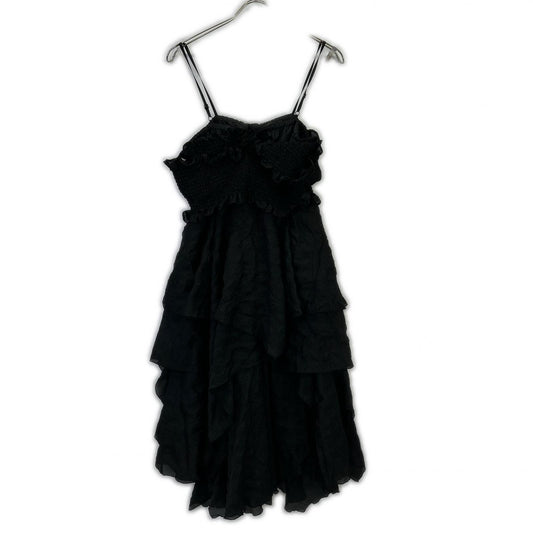 furfur Black Sheer Shirring Dress