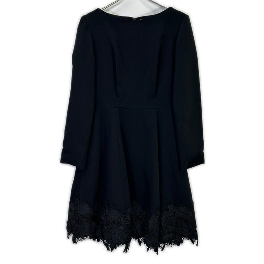 tmk23aw-op06 Black Luxury Lace Hem Dress L Women's