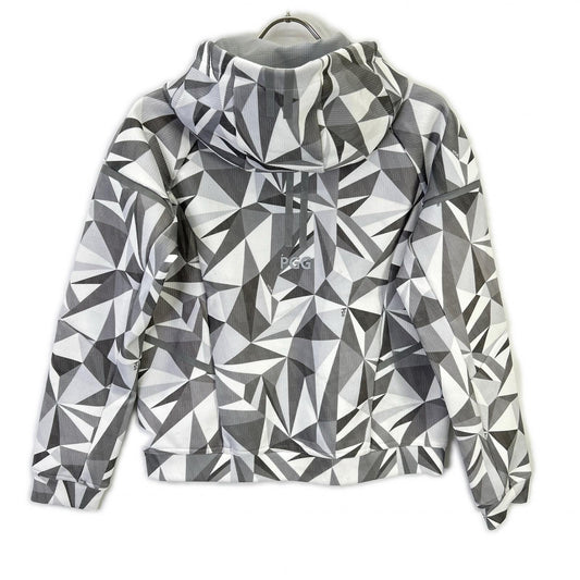GRAY x WHITE 269-4162114 Geometric pattern zip-up hoodie Top 0 Men's