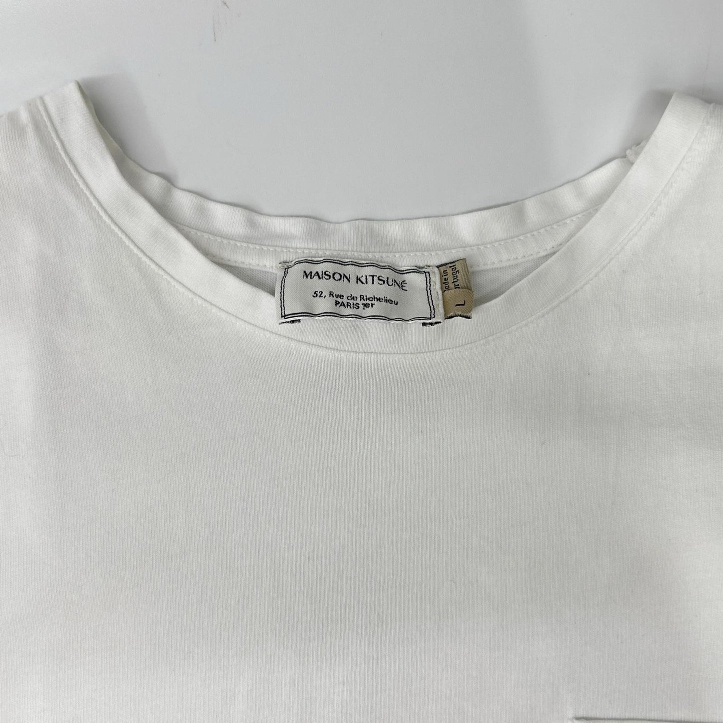 MAISON KITSUNE メゾンキツネ FW15M704 ホワイト トリコロールフォックス 胸ポケット付き半袖Tシャツ トップス