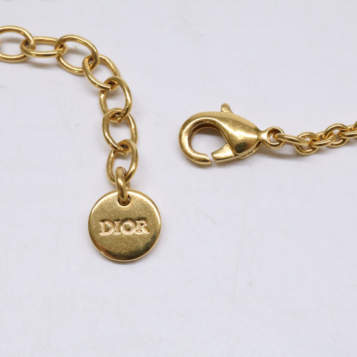 Christian Dior クリスチャンディオール 【美品】CD NAVY NECKLACE CDシグネチャー ロゴ メタル クリスタル ネックレス