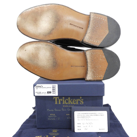Tricker's トリッカーズ 美品 レザー コインローファー シューズ メンズ ブラック 6 1/2 M8357 JAMES-J シューズ