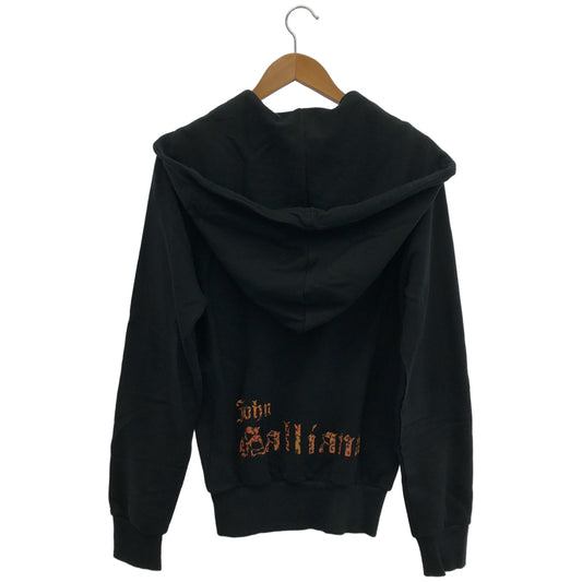 JOHN GALLIANO ジョンガリアーノ AUV719S ブラック プリント ジップパーカー トップス