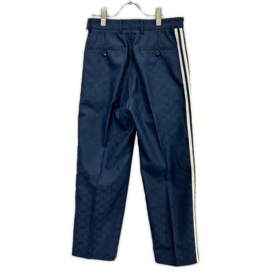 GUCCI グッチ ×アディダス ネイビー 710399 トレフォイルジャガード GGロゴ サイドライン スラックス パンツ ボトムス