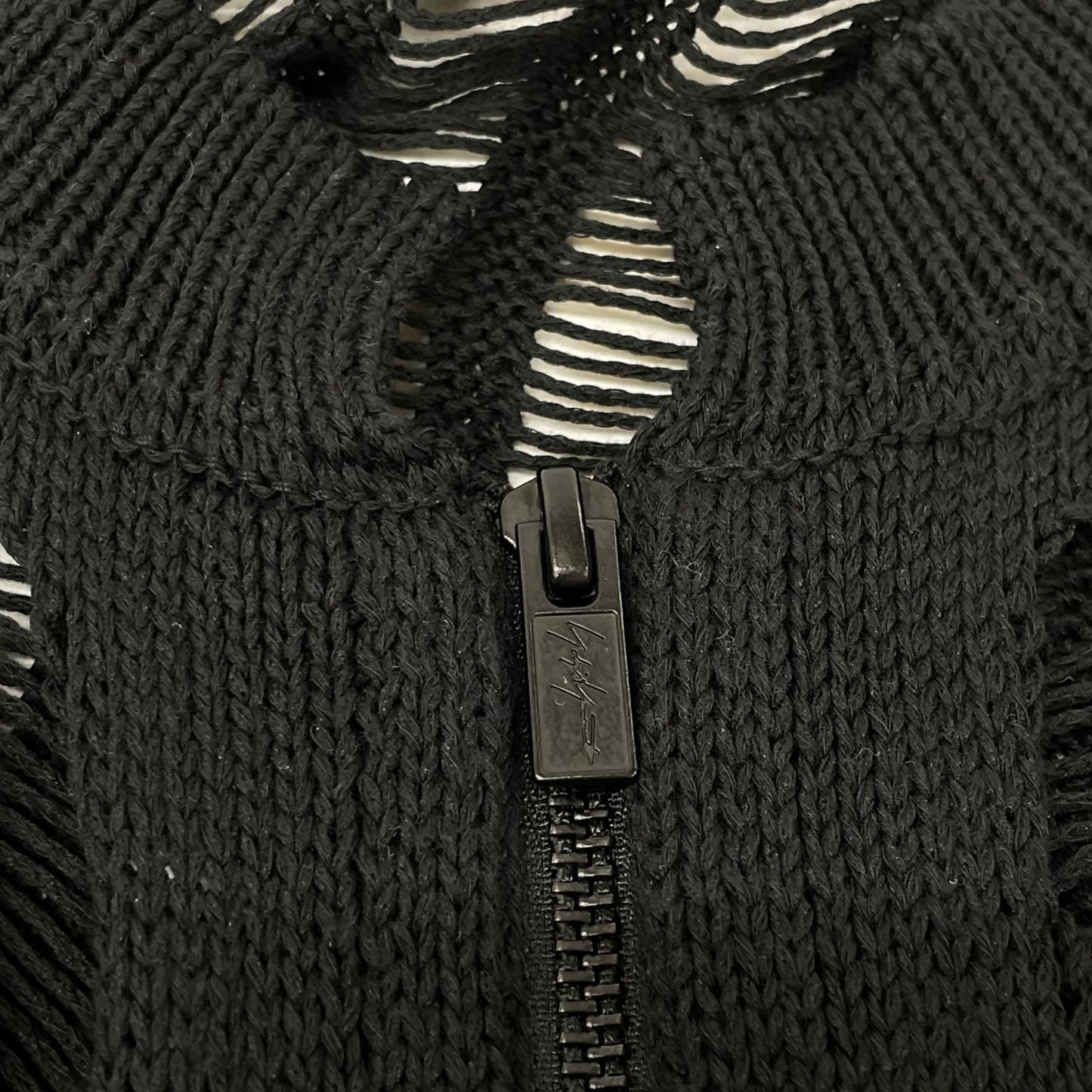 yohjiyamamoto ヨウジヤマモト ブラック FK-K21-993 OFFSET PATTERN ニットブルゾン トップス