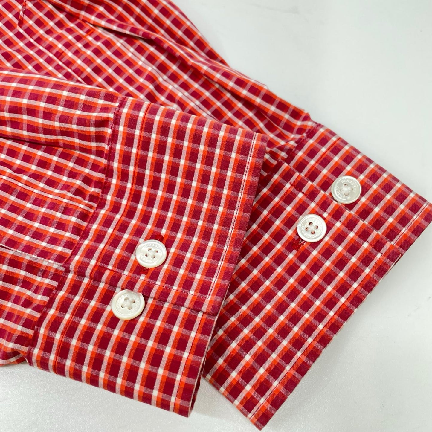 BURBERRY バーバリー A1M41-301-85 レッド コットン チェック柄 ボタンダウン長袖シャツ トップス