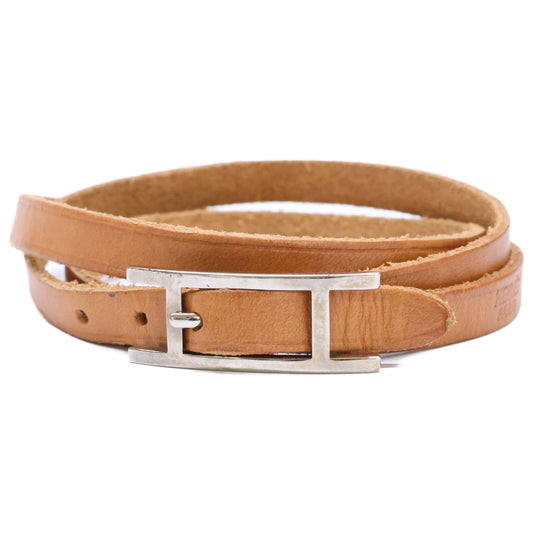 HERMES エルメス ビーアピ □S刻印 3重 レザー ブレスレット