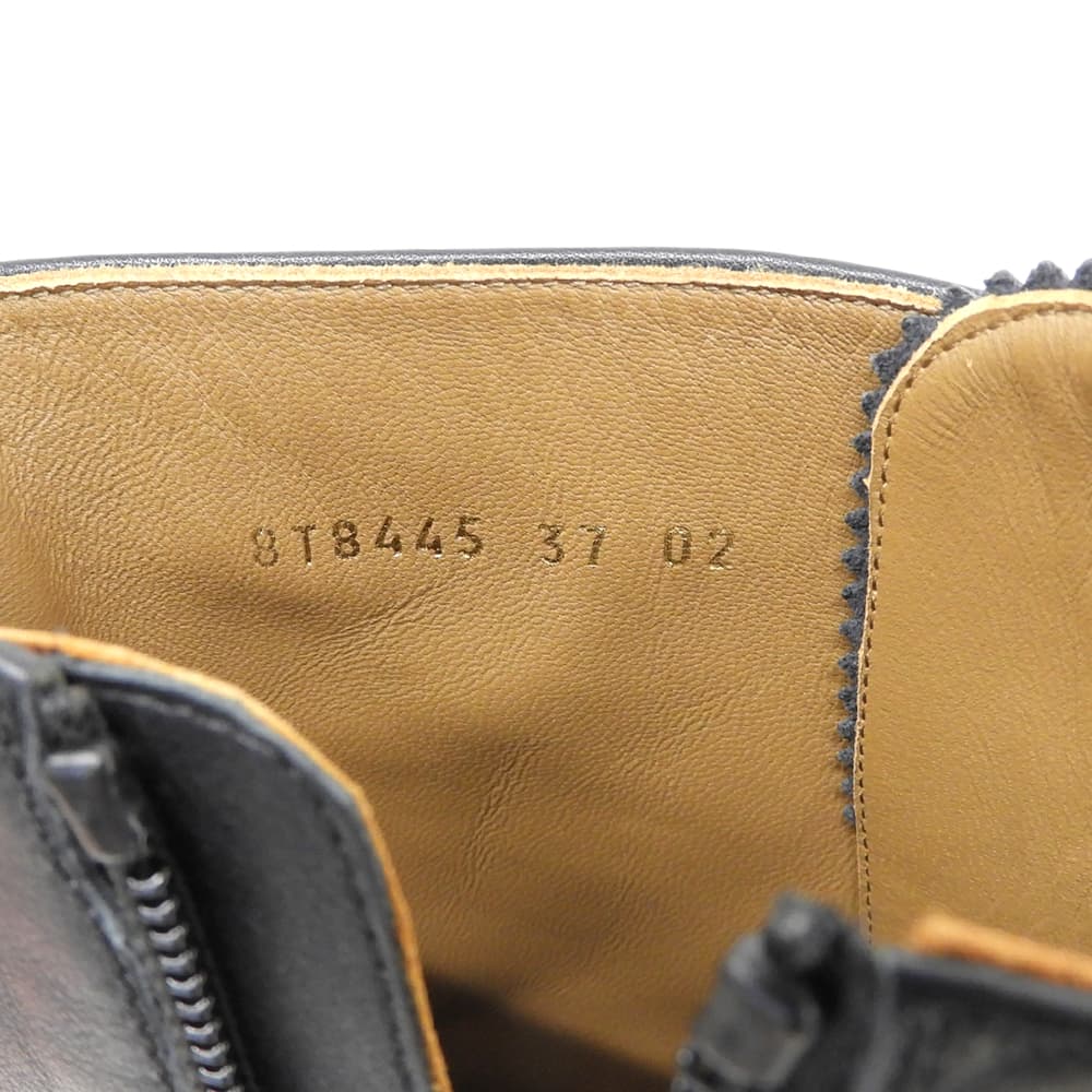 FENDI フェンディ レザー デルフィナ ロゴジップ バイカーブーツ シューズ レディース 黒 ブラック 37 8T8445 シューズ
