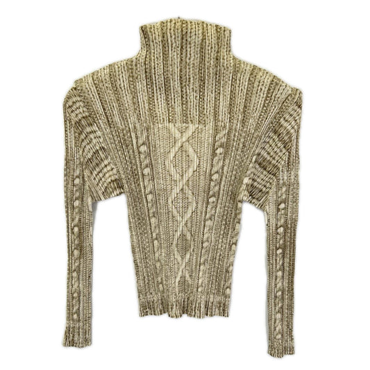 PLEATS PLEASE プリーツプリーズ 16AW PP64-JF435 ベージュ×ホワイト 総柄ハイネック長袖カットソー トップス